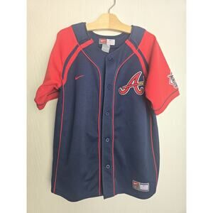 Vintage Nike Atlanta Braves Chipper Jones #10 Sewn MLB Jersey Boys Youth Medium